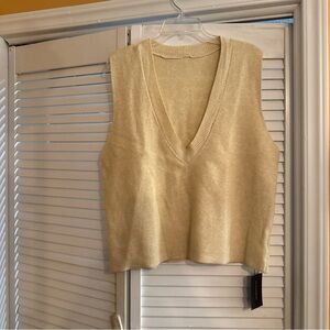 Women's Cream V-Neck Sweater Vest